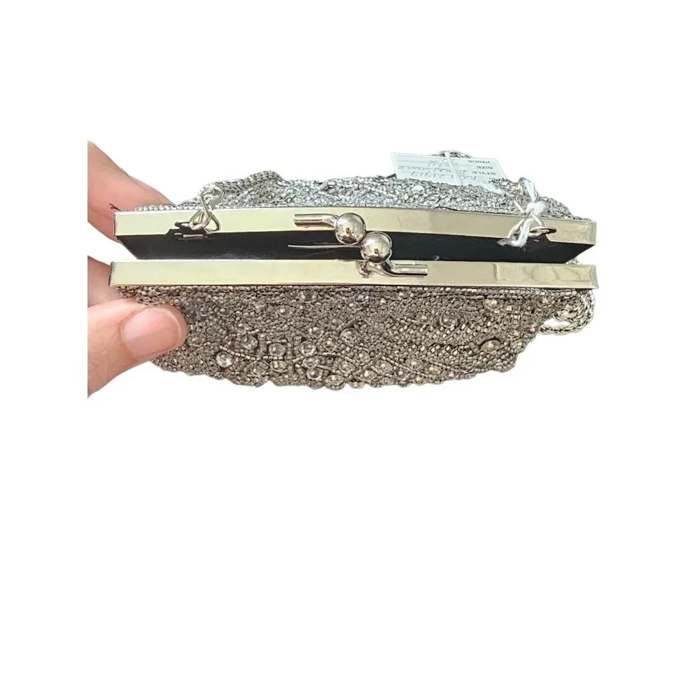 NWOT Black/Silver Crystal Beaded Handbag - La Regale